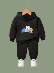 OERYUI Christmas Bear Print Outfits 2pcs Girls Hoodies Jogger Pants Set