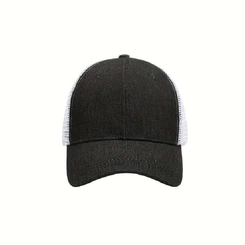 Men's Outdoor Denim Grid Hat Sunshade Cap All Seasons Universal Baseball Cap