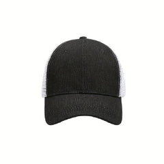 Men's Outdoor Denim Grid Hat Sunshade Cap All Seasons Universal Baseball Cap