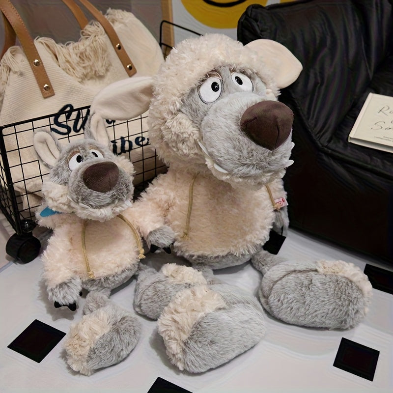 Soft Plush Wolf Stuffed Animal Toy Beige Muzzle Eyes Ears Mixed Colors