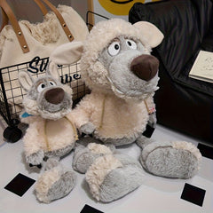 Soft Plush Wolf Stuffed Animal Toy Beige Muzzle Eyes Ears Mixed Colors