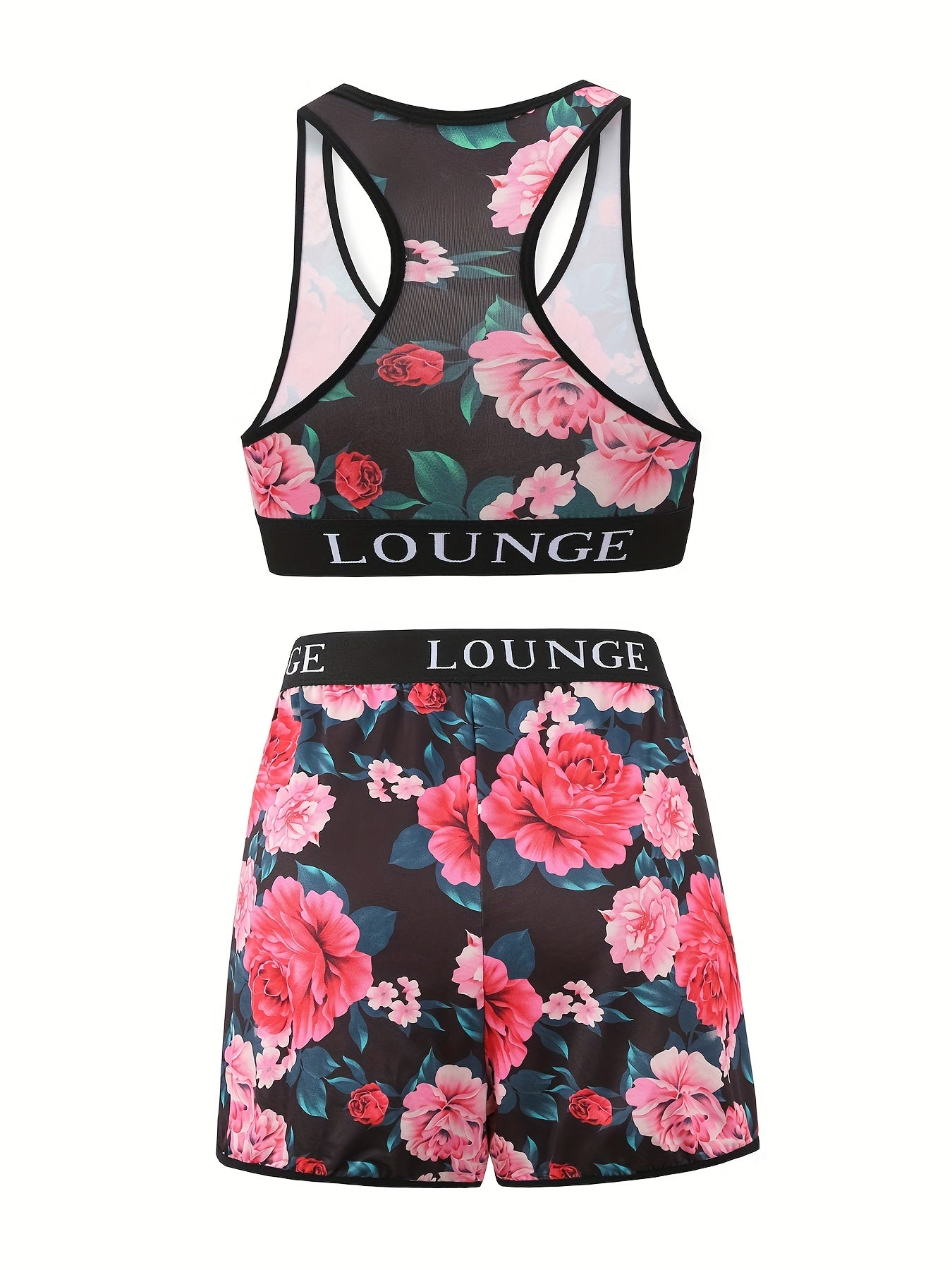 Floral Print Tank Top & Shorts Underwear Set