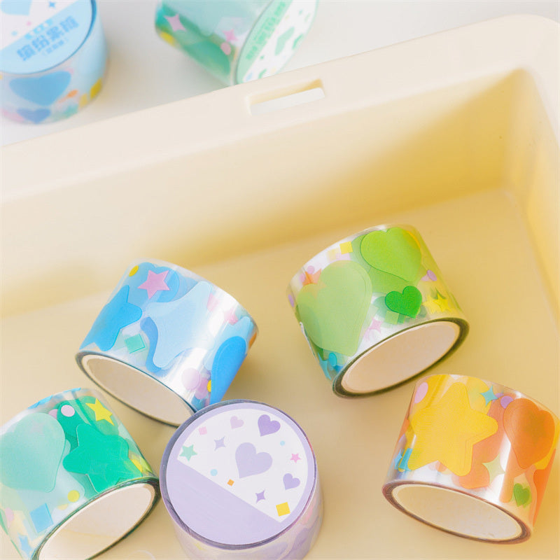 6pcs Candy Heart Star Waterproof Tapes DIY Crafts Gift Wrapping Scrapbooking