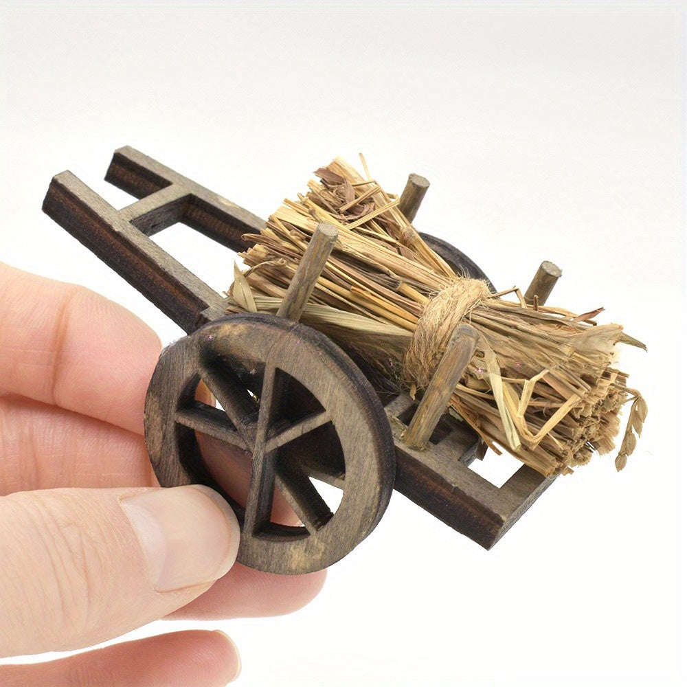 DIY Mini Outdoor Garden Firewood Cart with Wooden Logs