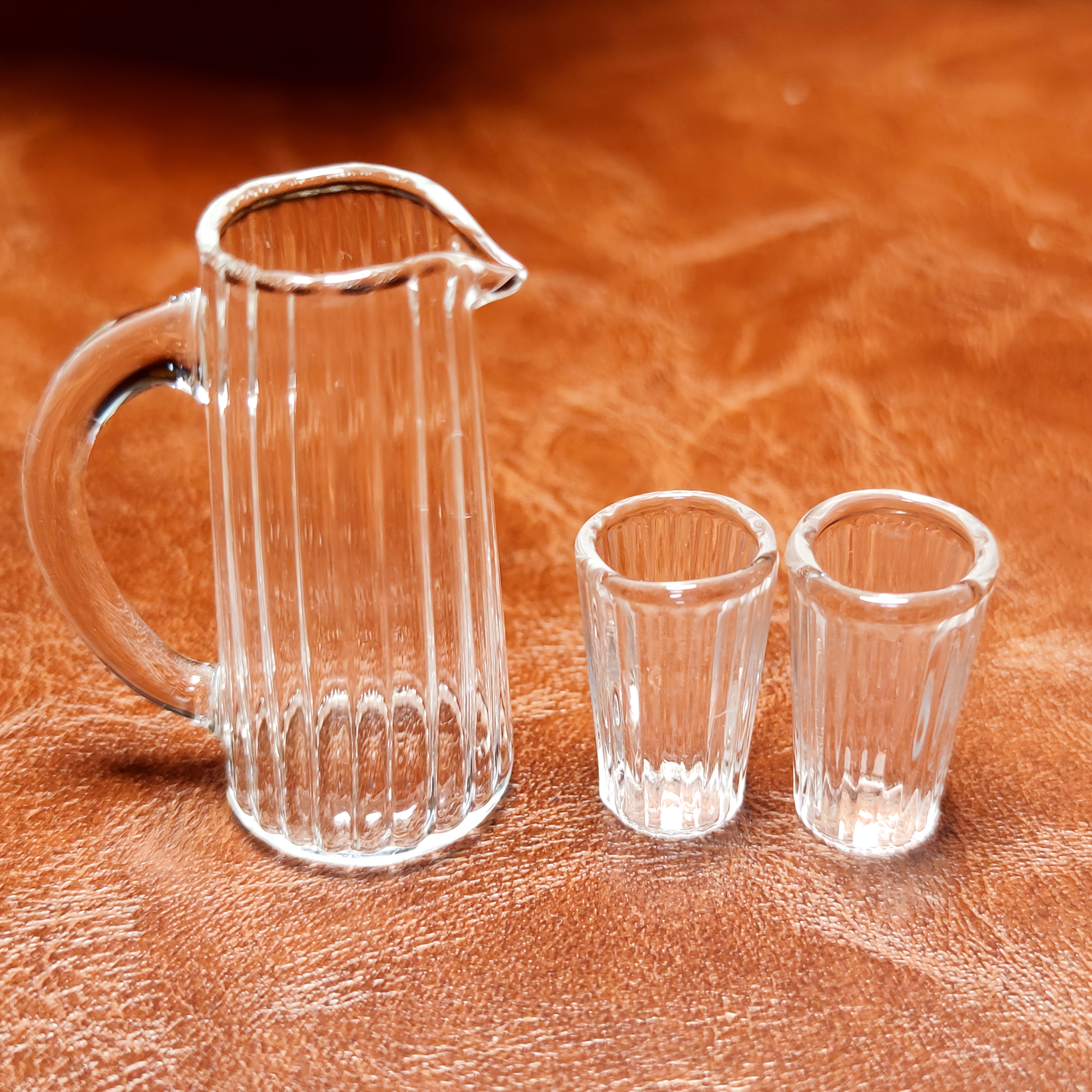 3pcs Glass Pot and Cup Set for 1 6 Dollhouses Transparent Realistic Durable