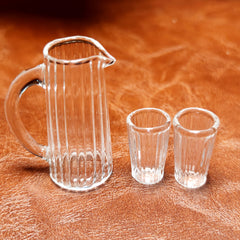 3pcs Glass Pot and Cup Set for 1 6 Dollhouses Transparent Realistic Durable