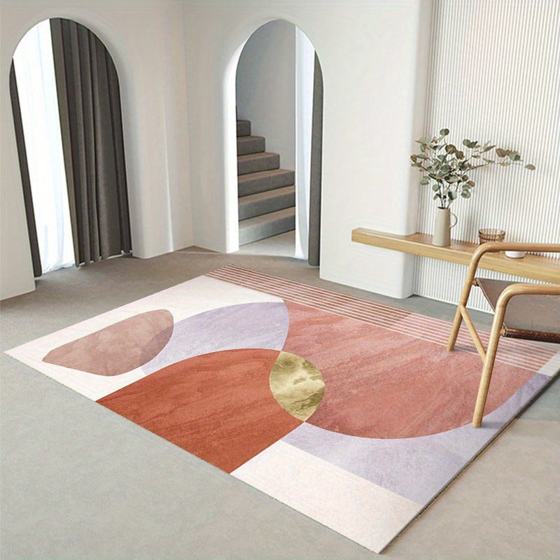Geometric Morandi Area Rug with Anti Slip Backing