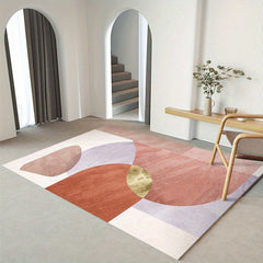 Geometric Morandi Area Rug with Anti Slip Backing