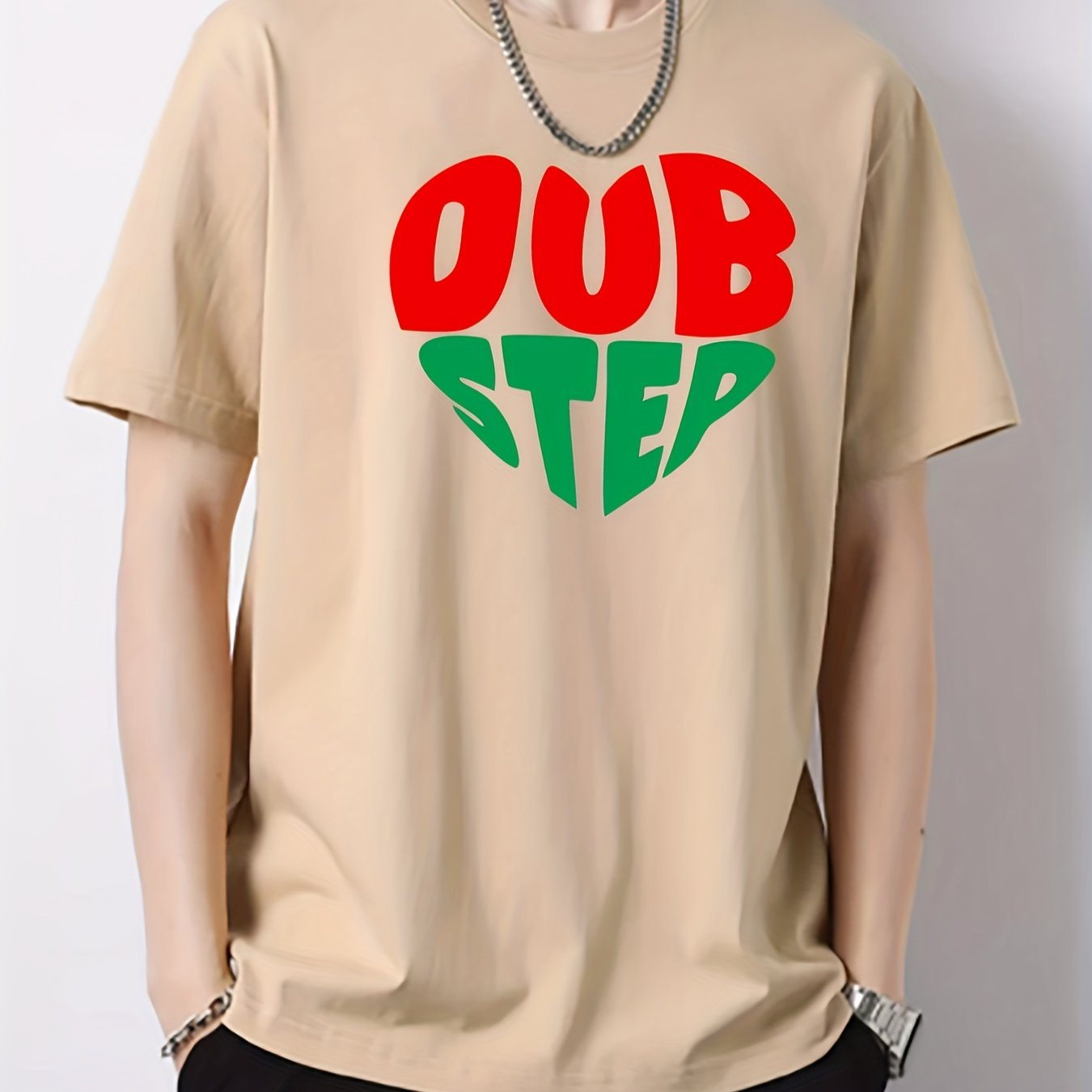 Colorful Letter Pattern Men's Graphic Cotton Tee