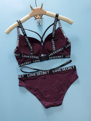 Letter Print Bra & Panties Lingerie Set
