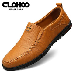 CLOHOO Custom Leather Loafers Soft Sole Stitching Slip On Shoe