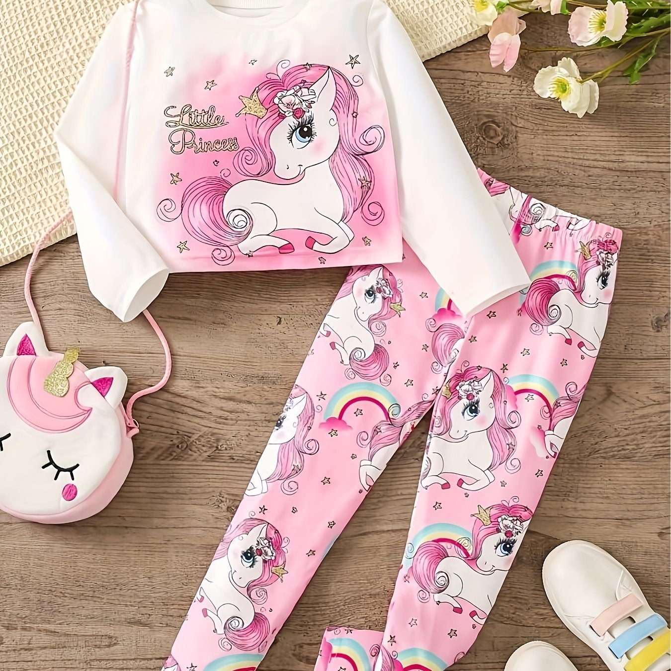 Girls Unicorn 2pcs Long Sleeve Set for Spring Fall