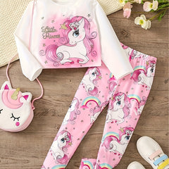 Girls Unicorn 2pcs Long Sleeve Set for Spring Fall