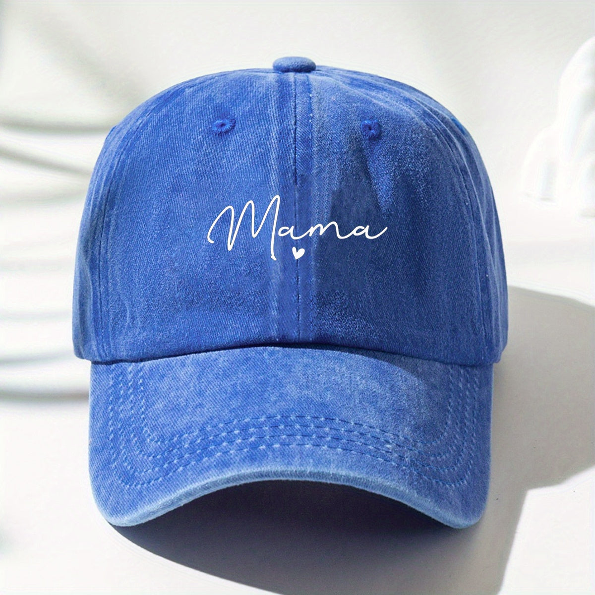 Mama Print Baseball Cap Solid Washed Distressed Dad Hat Casual Sun Hats Women