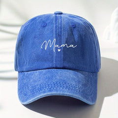 Mama Print Baseball Cap Solid Washed Distressed Dad Hat Casual Sun Hats Women
