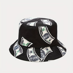 US Dollar Pattern Printed Basin Hat Men's And Women's Street Hip hop Sun Hat
