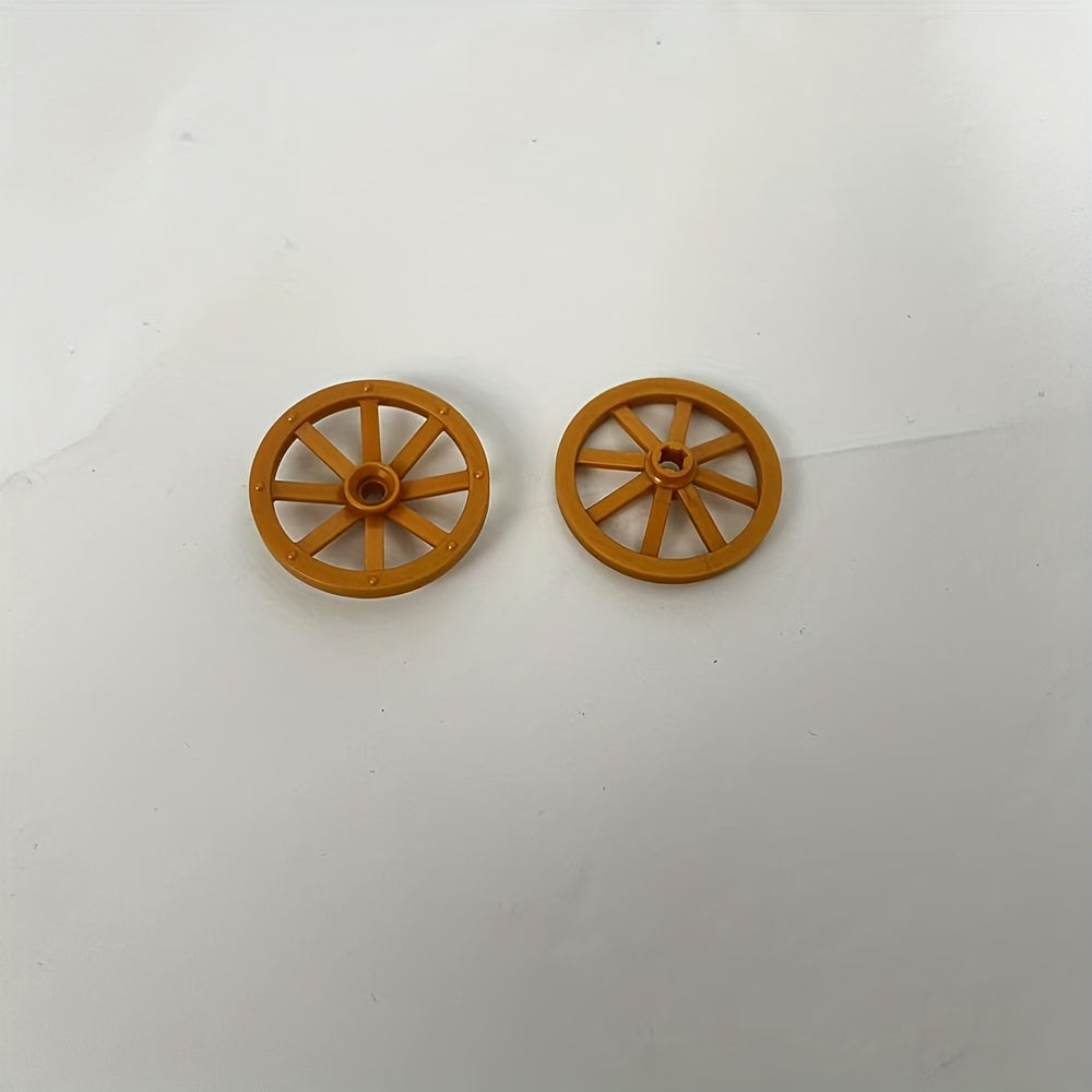 2 Pack Building Block Wheels in Dark Brown & Yellow