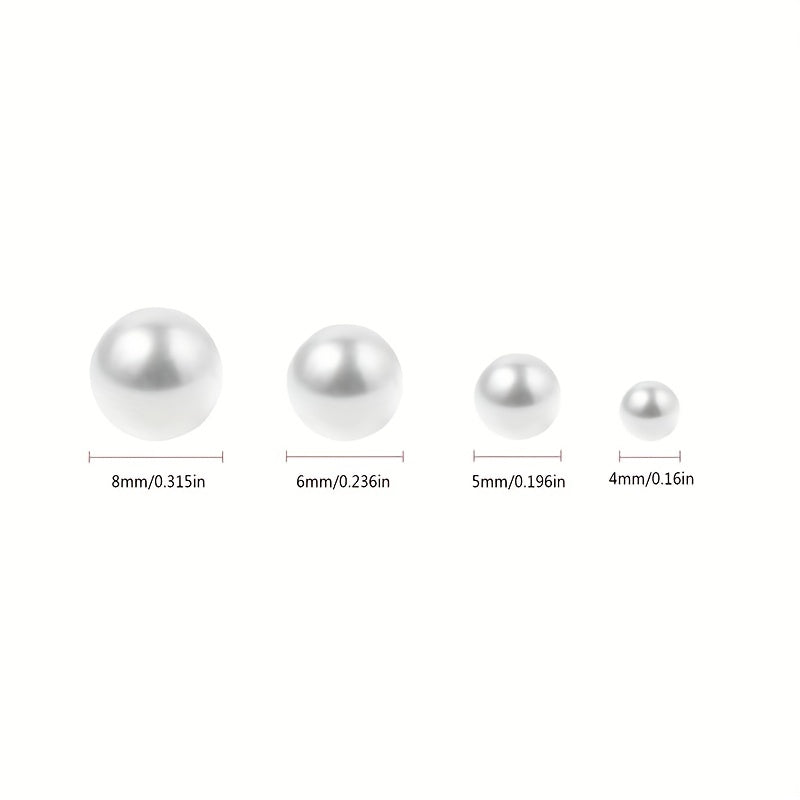 100pcs Mix Size Imitated Pearl Beads 4-8mm Pearls Accessories Women's Jewelry