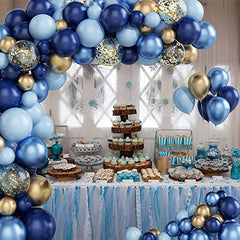 Navy Balloon Garland Arch Set Metallic Macaron Balloons Confetti