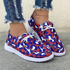 Leopard Pattern Canvas Casual Flat Shoes Lightweight Outdoor Walking Shoes