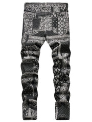Boys 3D Print Jeans Skinny Slim Fit Denim Long Pants