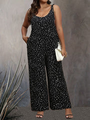 Plus Dot Print Wide Leg Cami Jumpsuit