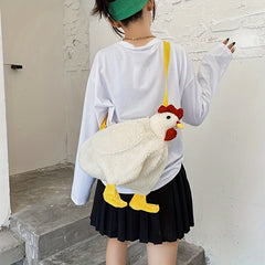 Fuzzy Chicken Crossbody Bag Cartoon Animal Doll Shoulder Bag