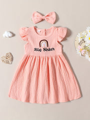 Summer Girls Rainbow Embroidered Puffy Dress