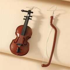 Baroque Style Violin Earrings Exaggerated Retro Design