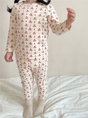 Girl's Pear Print Pajama Set 2pcs Long Sleeve Top & Pants