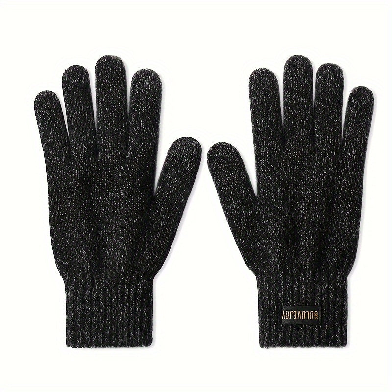 Winter Wool Knitted Gloves Windproof Outdoor Cycling Velvet Thickened Warm