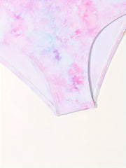 Sweet Tie Dye Long Sleeve Swimsuit for Toddler Girls
