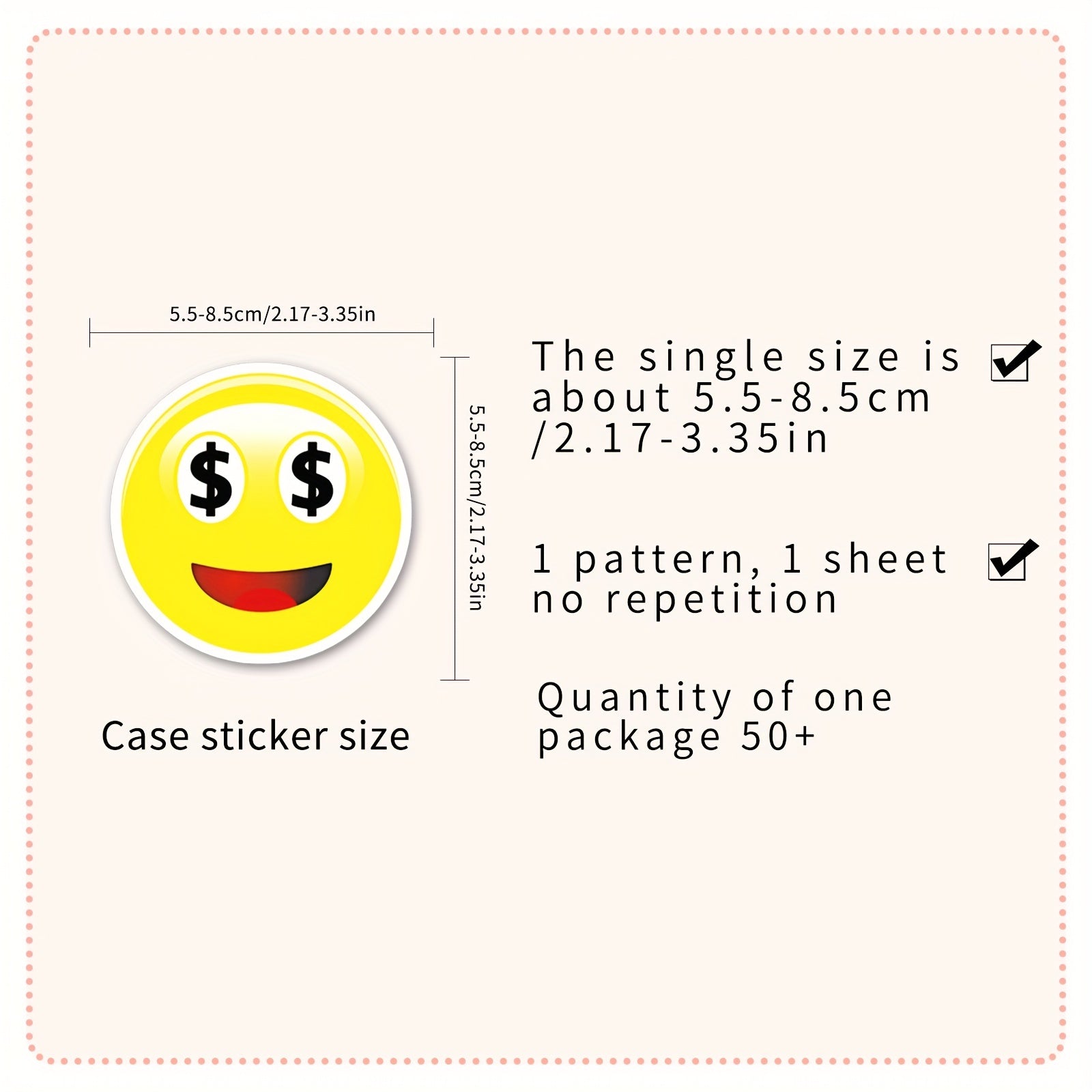 50pcs Smiling Face Stickers Waterproof Luggage Graffiti Motorcycle Car