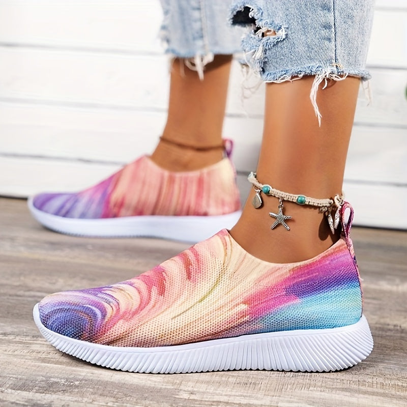 Colorful Pattern Knit Sock Sneakers Slip On Lightweight Casual Shoes