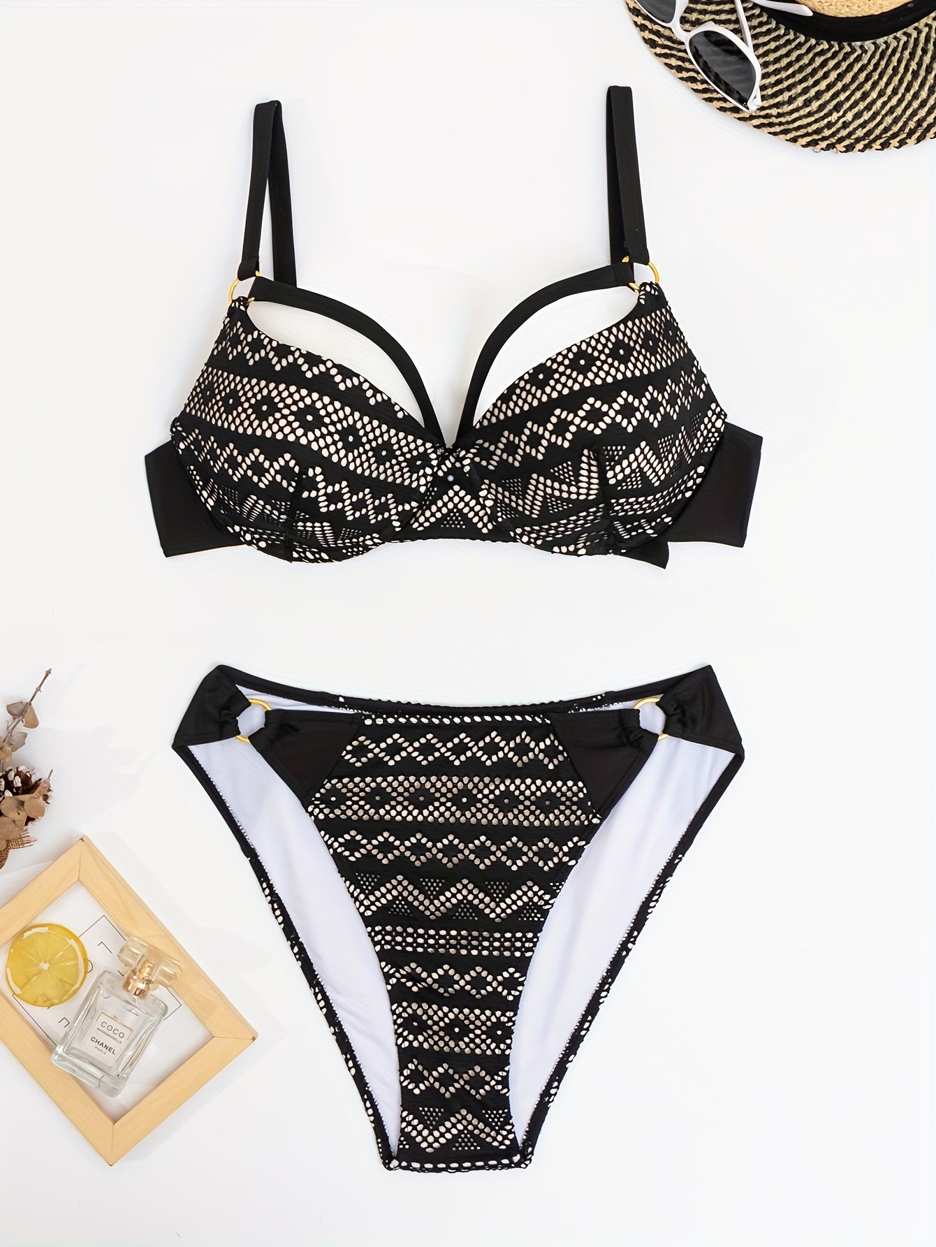 Geo Print Strappy Bikini Set