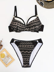 Geo Print Strappy Bikini Set