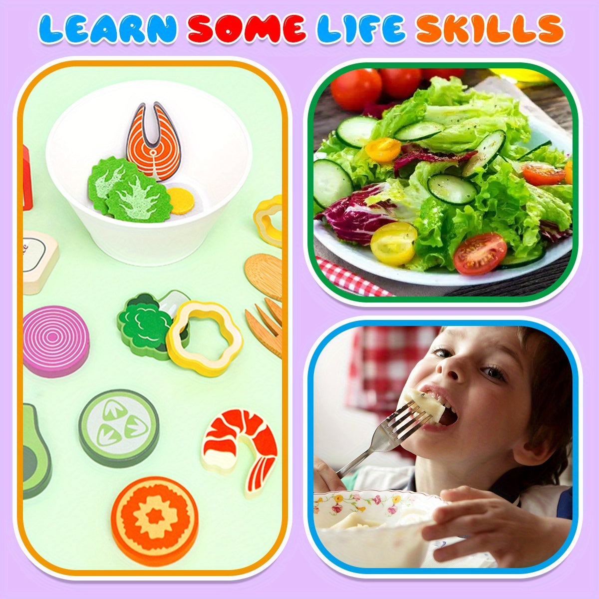 Kids' Simulated Salad Set Pretend Kitchen Toys Educational Toy
