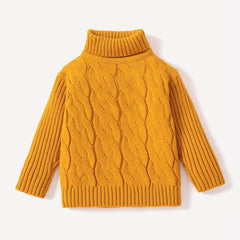 Boys Twisted Sweater Turtleneck Long Sleeve Stretch Warm Knit Pullover