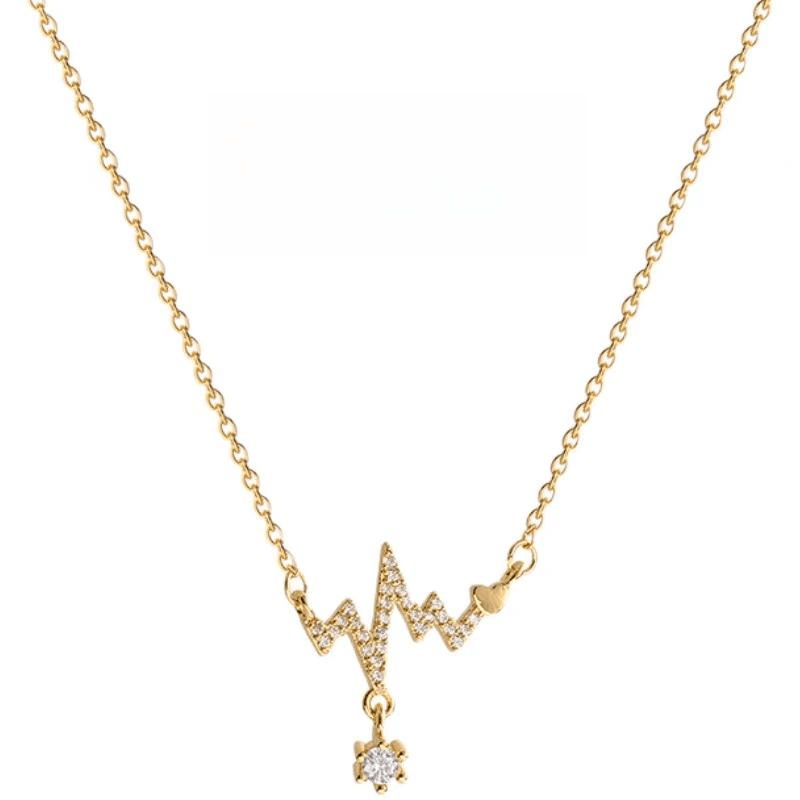 Heartbeat Pendant Necklace Geometric Clavicle Chain