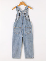 Boys Ripped Letter Print Denim Suspender Pants