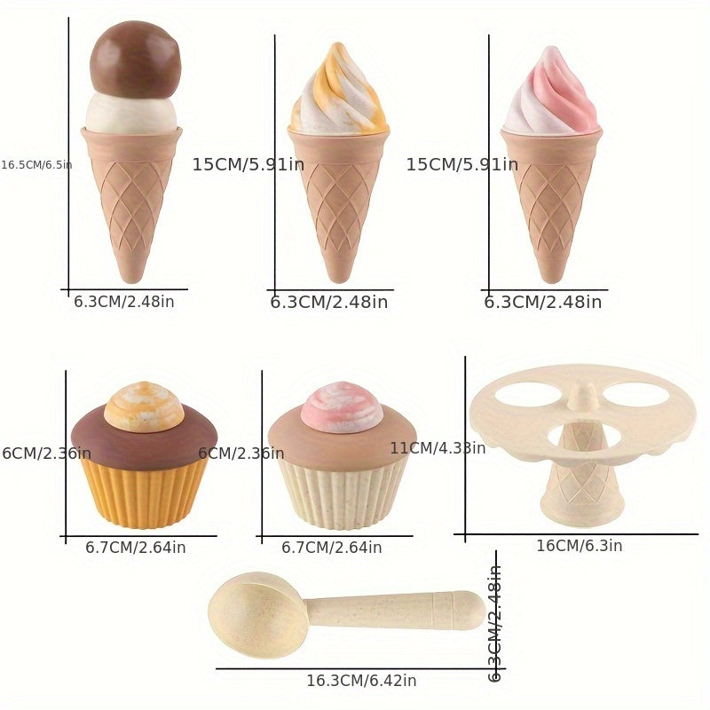 Kids Play Kitchen Pretend Play Food Ice Cream Cake Mold Toy Sand Digging Tool