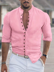 Men's Solid Long Sleeve Shirt Retro Style Casual