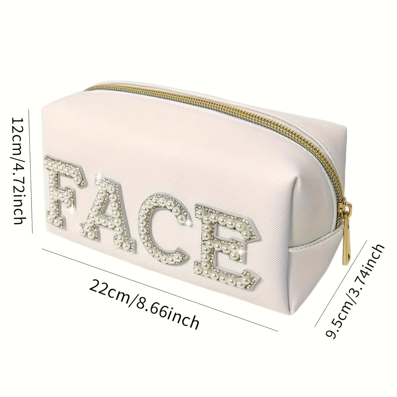 Varsity Letter Patches PU Leather Cosmetic Bag