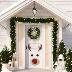 Christmas Door Stickers Felt Cloth Wall Elk Head Shape Decor