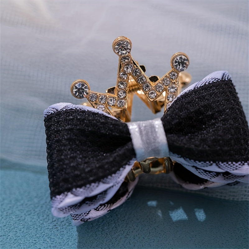 Kids Bow Crown Hair Clip Rhinestone Princess Hairpin