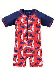Boys Dino One-Piece Swimsuit for Beach Vacation