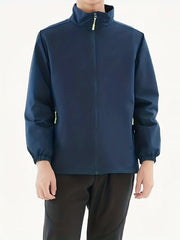 Men's Casual Stand Collar Windbreaker Jacket Zip Up Coat for Spring Fall