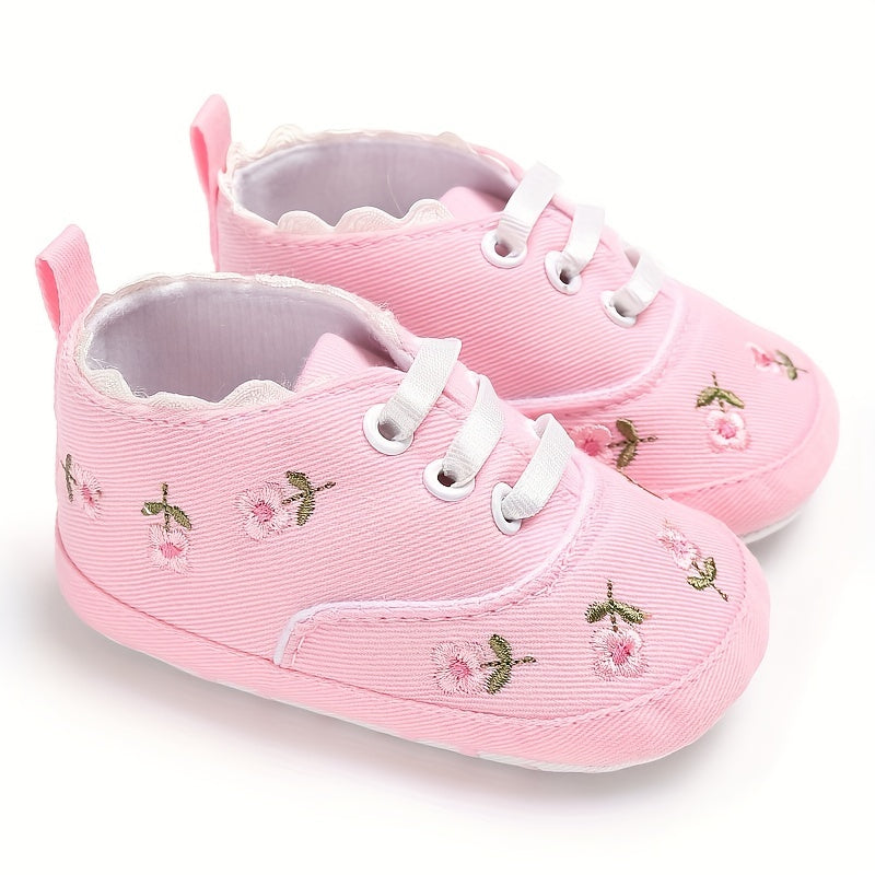 Baby Girls Lightweight Sports Shoes With Bowknot Comfortable Non Slip Crib Shoes