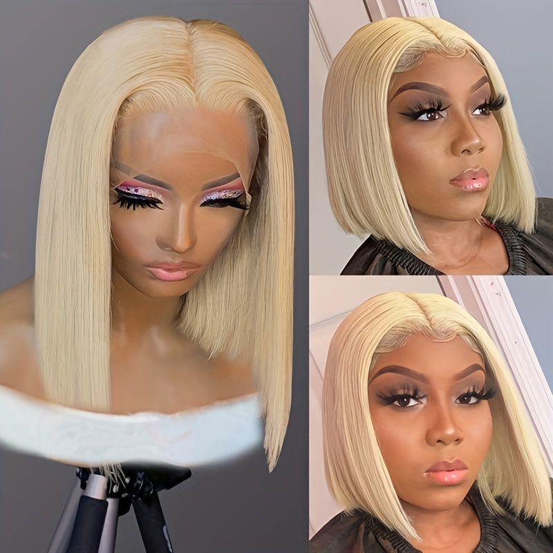 613 Blonde Bob Wig Human Hair 13x4 Lace Frontal Wig Brazilian Straight Bob Wig