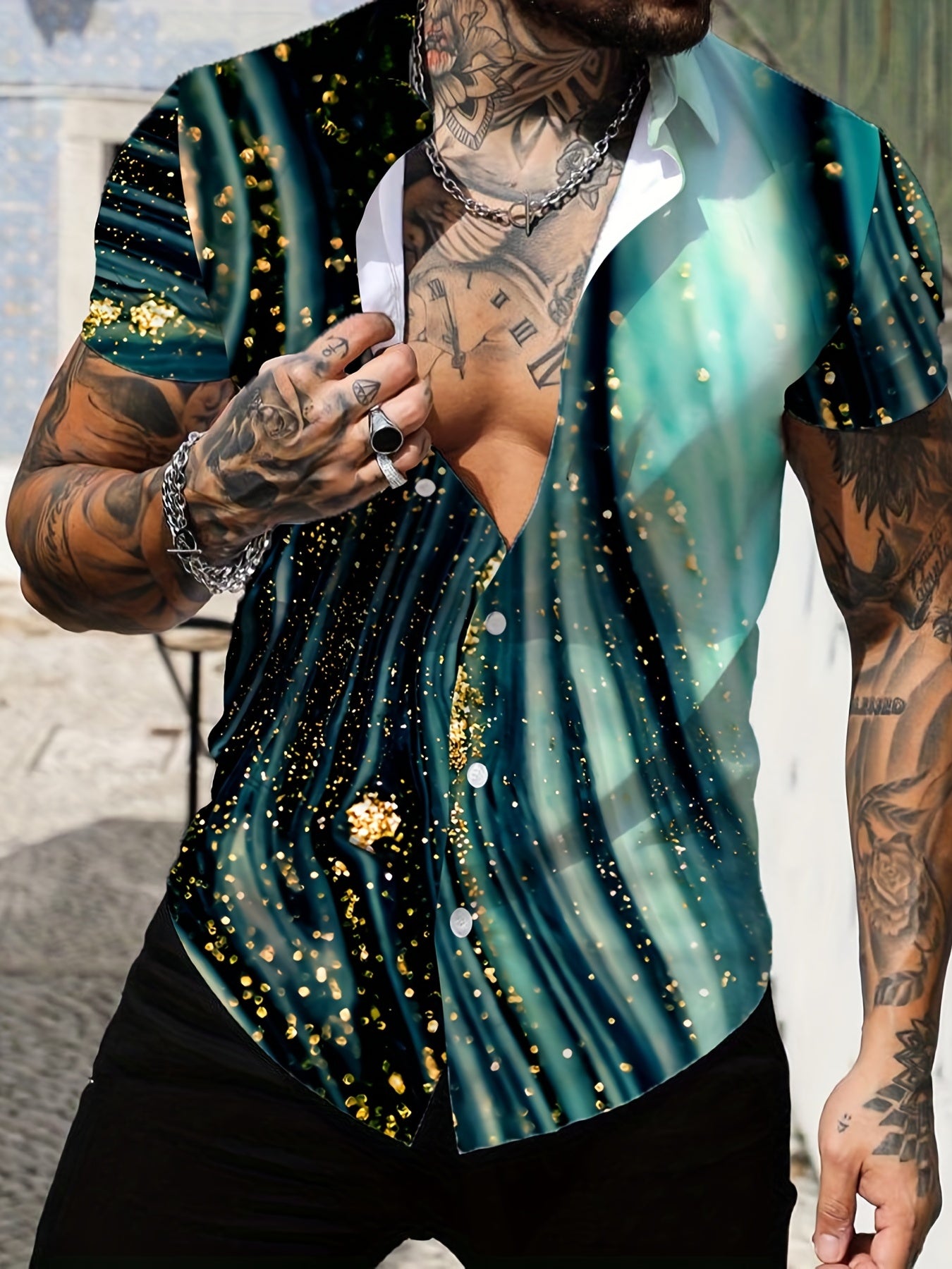Abstract Print Men's Casual Short Sleeve Shirt